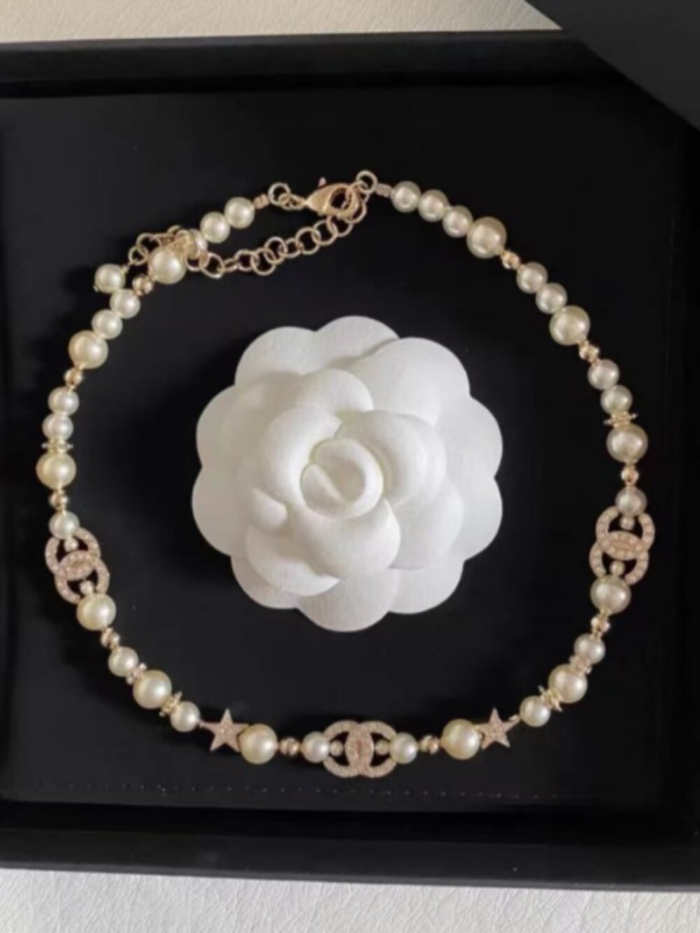 Chanel Pearl & Crystal CC Star Necklace